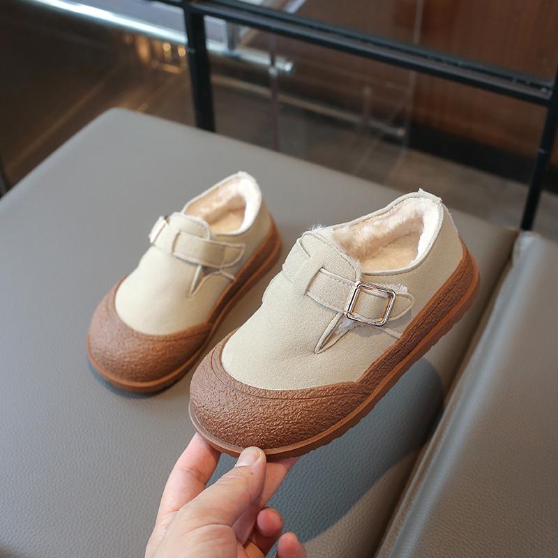 2024 New Children's Cotton Shoes Thickened Plush Winter Shoes for Girls Patchwork Simple Kids Causal Shoes Fashion Trend Outdoor