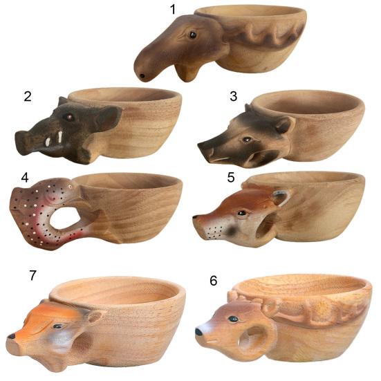 Water Mug Hand Carved Fox Crafted Nordic Style Animals Head Image Cup Home