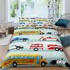 3D Car King Queen Duvet Cover Cartoon Car Bedding Set Kids Boys Blue Grey Emergency Responder Vehicles Polyester Quilt Cover