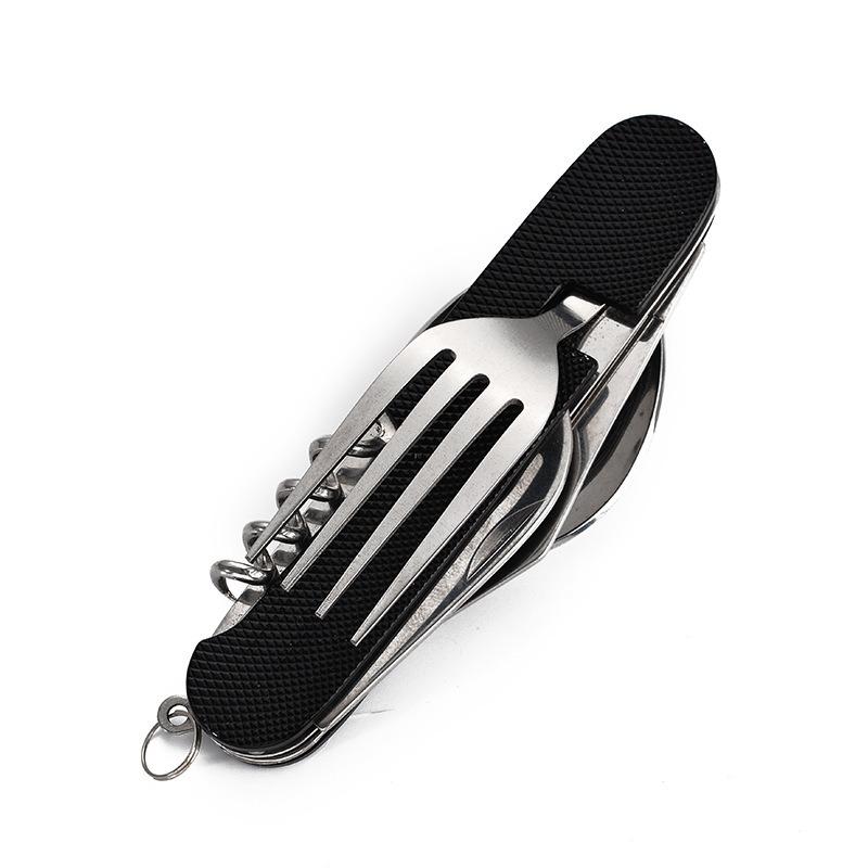 Многофункциональный складной разборный комбинированный маленький столовый прибор для улицы, пешего туризма, путешествий, многофункциональная открывалка, алюминиевая ручка, нож для фруктов