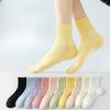 Female Summer Solid Color Cotton Tube Anti Pilling Boneless Seam Head Tube Socks
