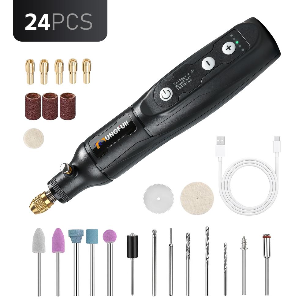 Tungfull Мини Беспроводной Роторный Инструмент 5-скоростная Электрическая Дрель Силовые Роторные Инструменты для Гравировки, Шлифовки, Полировки, Резьбы, Резки