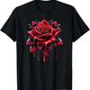 Beautiful Red Rose Flower Dripping Petals Art Design T-Shirt