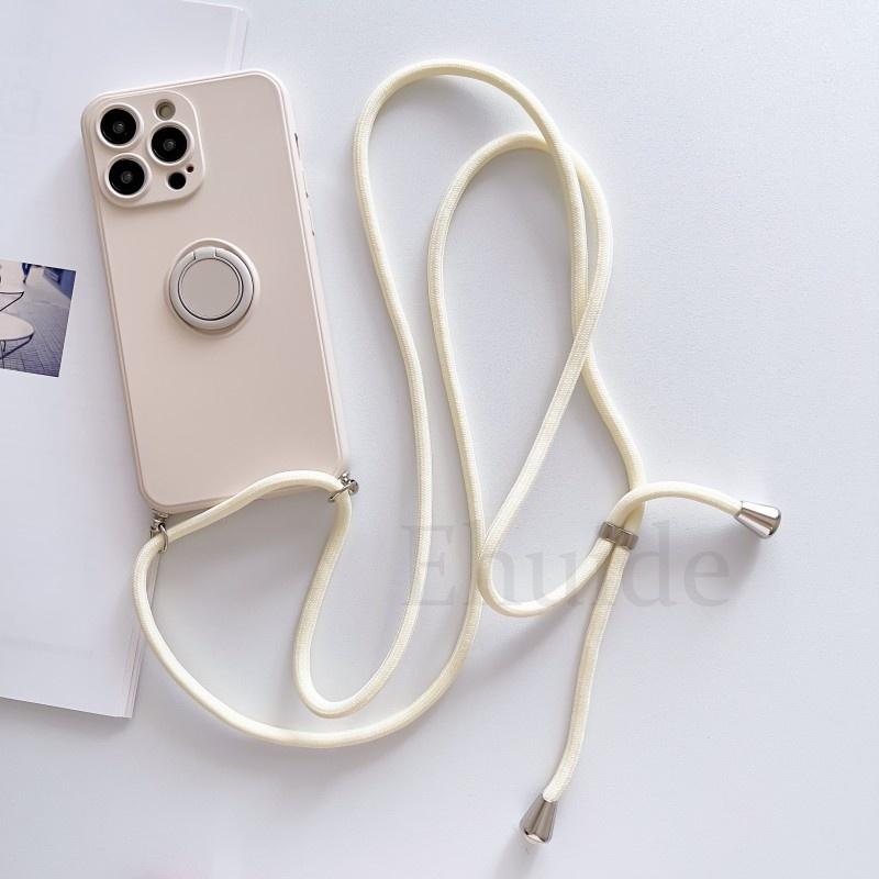 Ring Holder Strap Case For Samsung Galaxy S25 Ultra S24 FE S23 Plus A55 A54 A35 A15 Crossbody Lanyard Magnetic Silicone Cover
