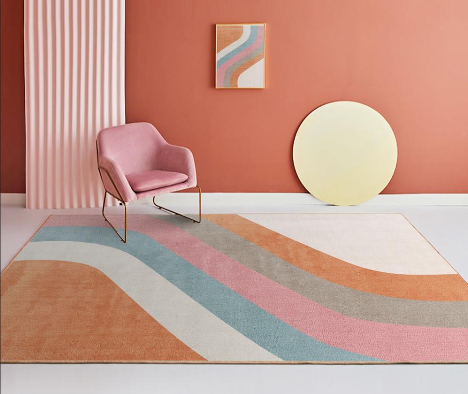 Pink Simplicity Creative Carpet Living Room Light Luxury Minimalism Bedroom Decoration Rug Girl Room Non-slip Floor Mat Washable