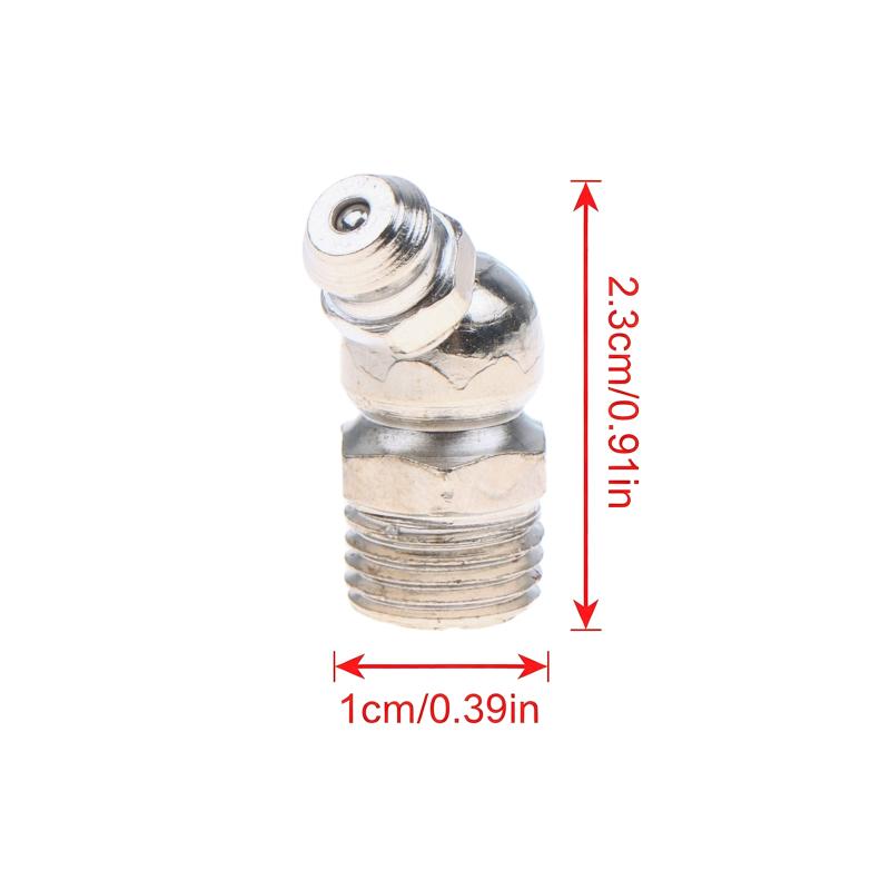 10Pcs 45 Degree Iron Zinc Hydraulic Grease Nipple Fittings Wearproof for Lawn Mower Garden Equipment Maintenance