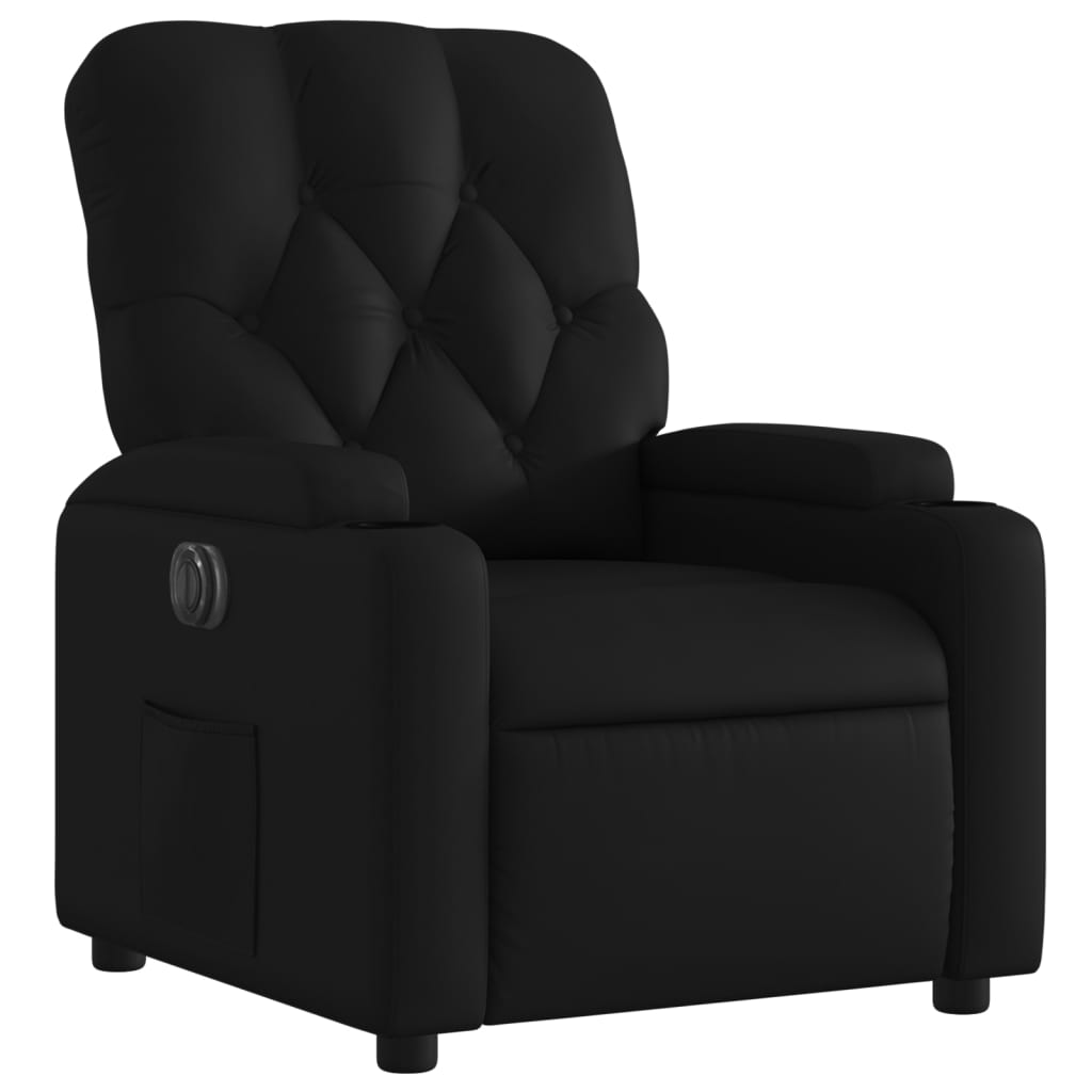 Electric Recliner Chair Black Synthetic Leather