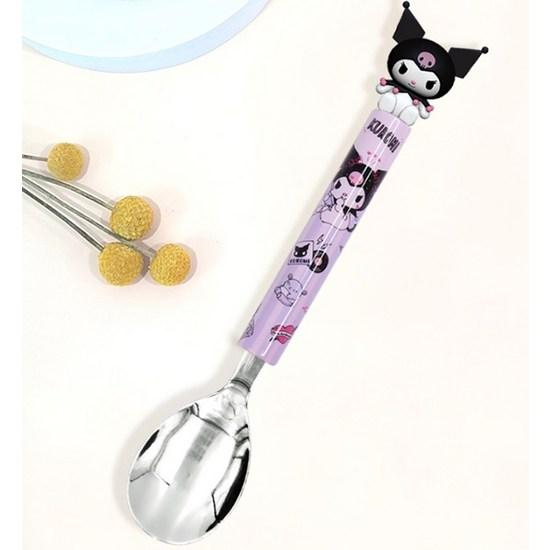 Lilpang Kuromi Figure Tongtong Mascot Spoon + Fork Set, a Popular Character In Korea