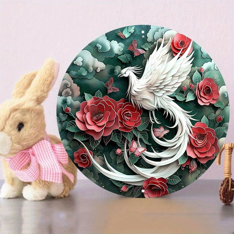 Элегантный деревянный настенный знак Phoenix, круглый, антиграффити, устойчивый к погодным условиям, настенное искусство, домашний декор, 8x8 дюймов, 1 шт.