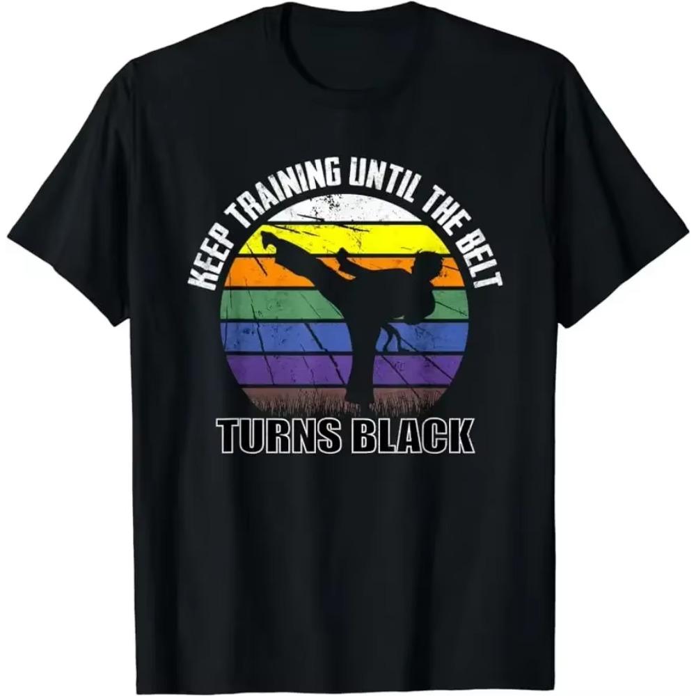 Retro Vintage Karate Eat Sleep Ninja Karate Repeat T-Shirt Unisex Style Shirts for Men Clothing Tees Tops Custom Printed TShirt