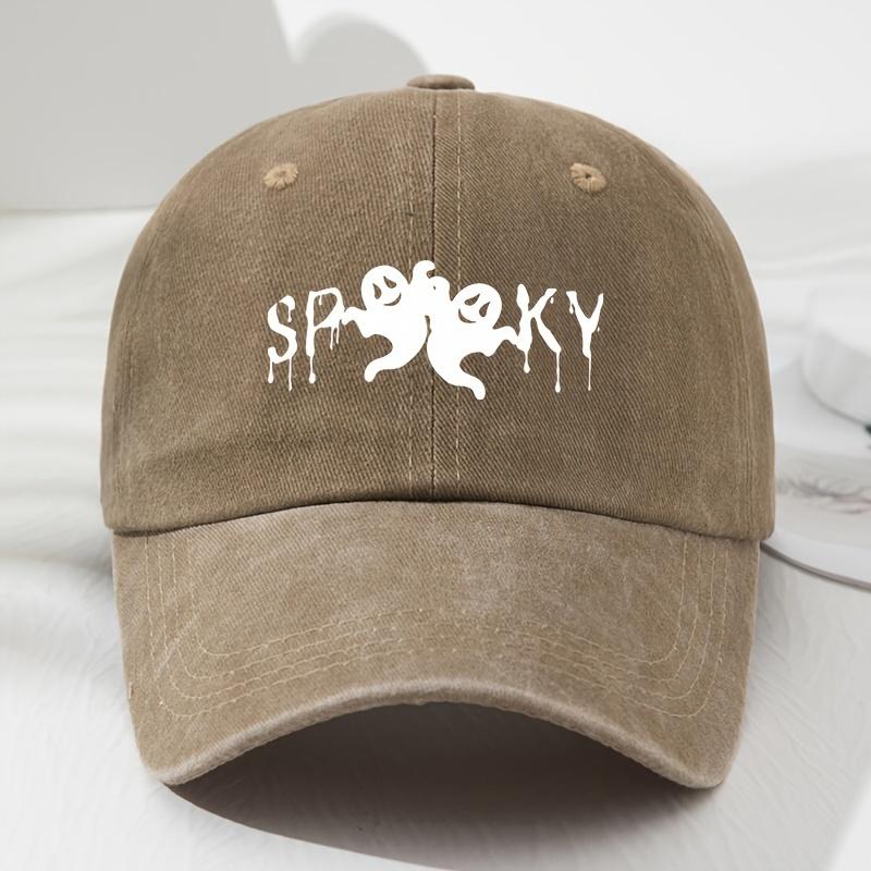Unisex SPKY Halloween Black Humor Print Soft Top Baseball Cap Adjustable Outdoor Sports Hat