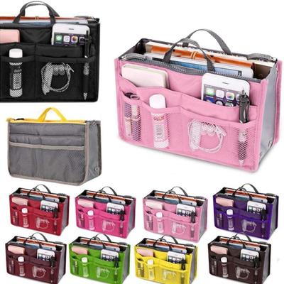 Практичный двуручный кошелек-сумочка с двойным нейлоновым органайзером, вставленным в косметичку