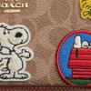 Новый кошелек COACH PEANUTS Collaboration на молнии из канвы с покрытием, с трубами, женский, рыжий CBM91-IMY3O