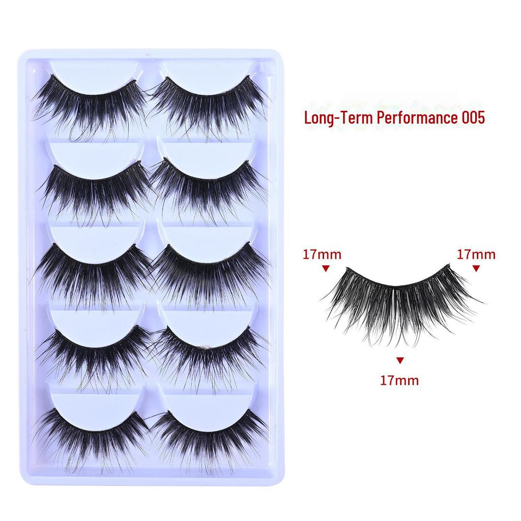 Smokey Makeup Cross Thick False Eyelashes - 5 Pairs, Black, Blue, Purple, Brown, Stage Series