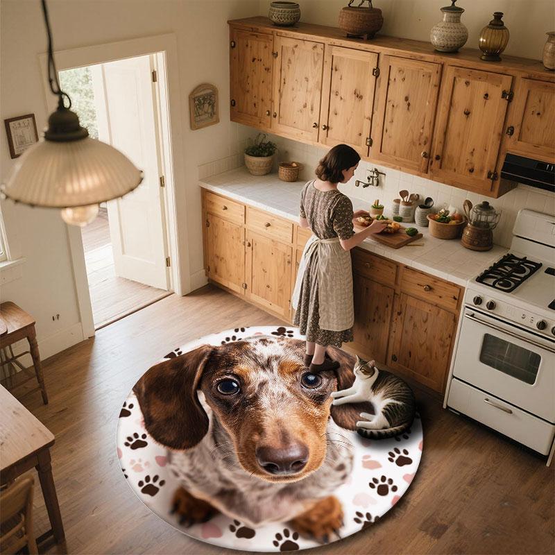 Corgi pattern round rug,Carpet Rug for Living Room Bedroom Playroom ,Non-slip Floor Mat,Holiday Gifts and Birthday Gifts.