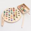 Children Color Magnetic Clip Beads Fishing 2-in-1 Game Chess Exercise Brain Games Puzzle Wooden Toys