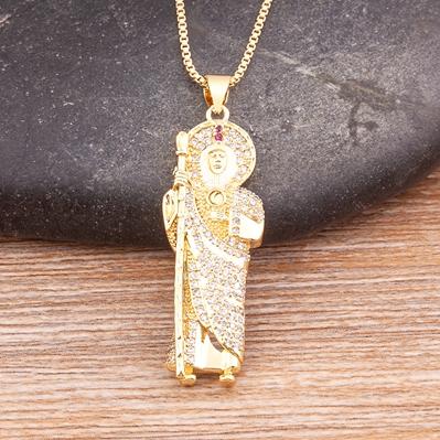 Nidin Simple Design Classic Fashion Grim Reaper Death Antique Gold Plated Pendant Women Men Long Chain Necklaces Jewelry Gift