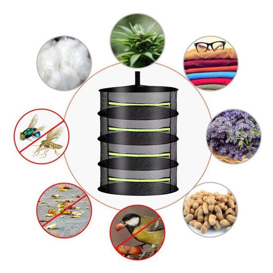 60 см 2/4/6/8 слоев сетка для сушки трав с S-образным крючком, складная корзина для сушки растений с застежкой-молнией, прочная сетка для сушки растений для использования в помещении и на открытом воздухе
