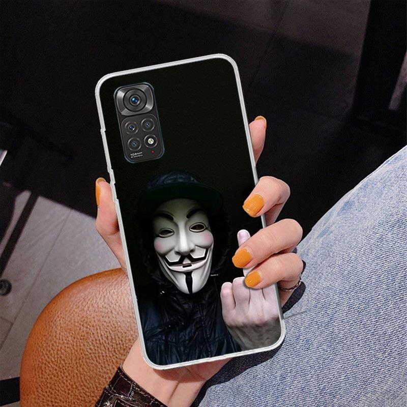 Анонимный чехол для телефона с маской V для Xiaomi Redmi Note 15 14 13 12S 12 11 Pro Plus 14S 11S 11E 10 10S 11T 5G Персонализированный чехол Redmi