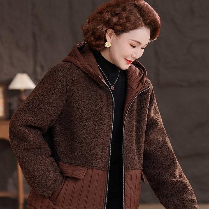 Мама зимняя хлопковая куртка теплые частицы свободная хлопковая куртка набитая слоем хлопка утолщенная для женщин среднего возраста с капюшоном