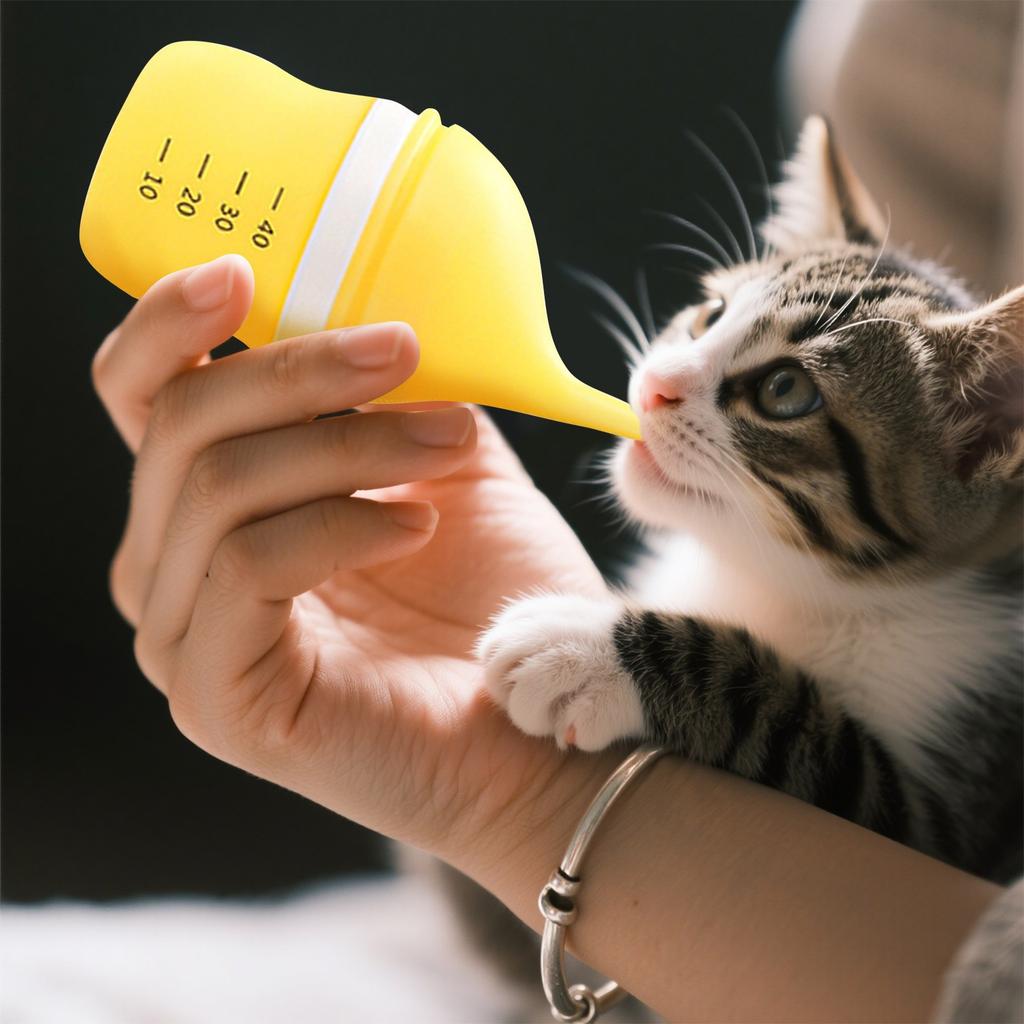 Миска для корма из бутылочки для домашних животных, полный набор поилок с тонким носиком из силикона для кошек, кормушка с защитой от укусов