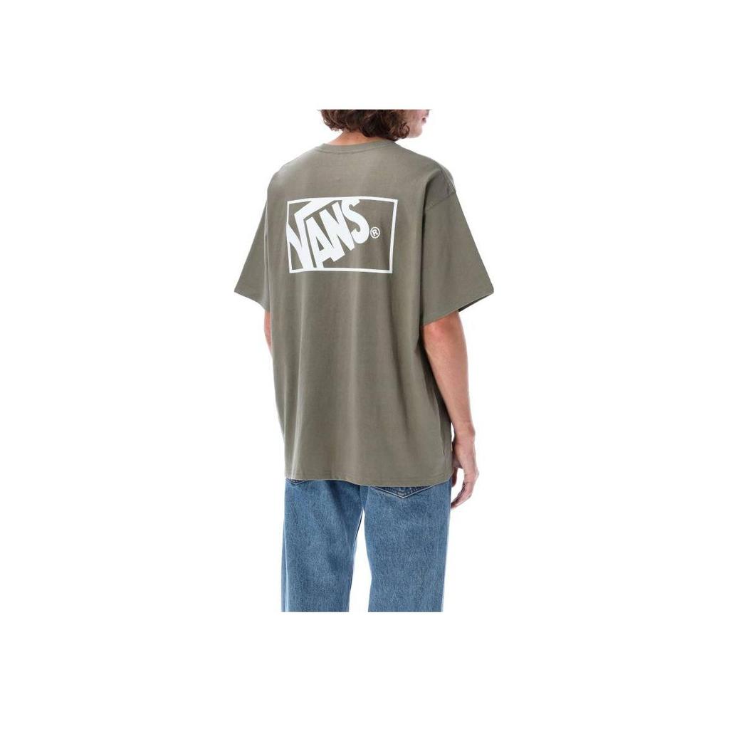 Vans FW22 Letter Logo Printed Round Neck Short Sleeve T-Shirt Men Tops Olive-Green VN0A7SPRYLS1CO