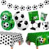 Soccer Party Tableware, 106pcs Soccer Birthday Tableware Set - Coccer Plates and Napkins Table Cloth Banner Etc Soccer Theme Party Tableware