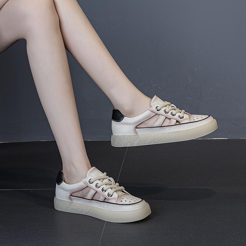 Женская обувь Crocs Ретро Шнуровка Повседневная обувь Мягкая кожа Плоские Студенческие Кеды