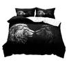 3PCS Lion King & Queen Bedding Set African Safari Animal Black Bedding Comforter Cover Bedroom Decor for Couples Full Size