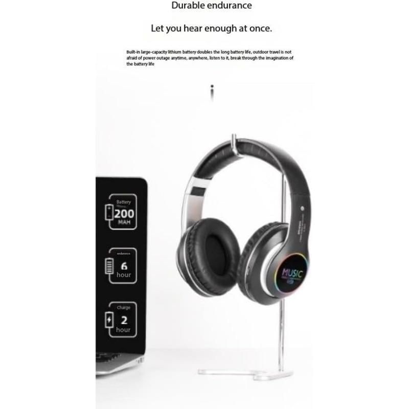VJ033 5.0 LED Color Head Mounted Sports Headphones, Equipped with 6-hour Foldable Lightweight High Fidelity Stereo Playback Headphones for Telephones