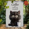 Vintage Cat Metal Sign Humorous Coffee Themed Wall Art for Bar Garden Cafe Restaurant Garage Patio Decor Ideal for Christmas