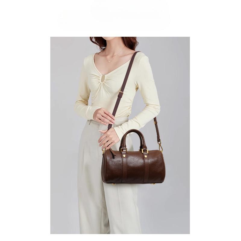Сумка Maillard Retro Handbag Cross-border Женская сумка Легкая роскошная модная сумка Boston из коровьей кожи растительного дубления через плечо