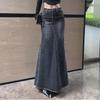 2023 Retro High-Waist Fishtail Denim Maxi Skirt with Hip-Split Design for Women