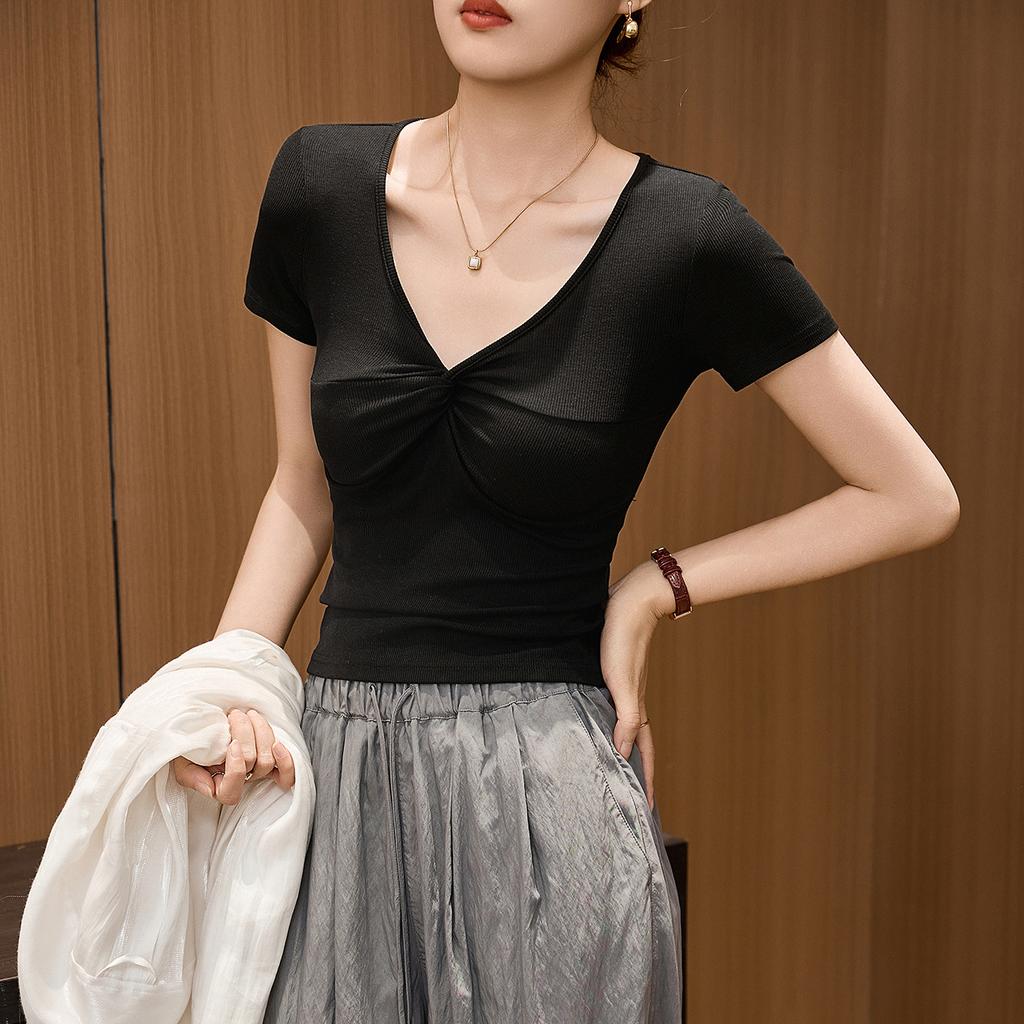 Футболка с рукавами женская с высокой талией, короткая, летняя, новая, нижняя часть рубашки, верхняя часть