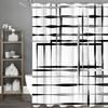 Modern Geometric Line Abstract Minimalist Shower Curtain, Bathroom Decorative Shower Curtain, Waterproof Shower Curtain with Hoo