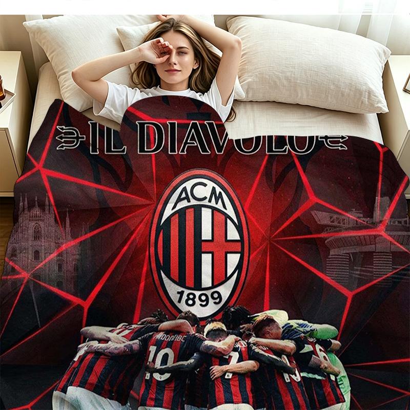 Фланелевое одеяло с принтом AC Milan Высококачественное Теплое Удобное Покрывало для Всех Сезонов Идеально для Подарков Домашний Декор