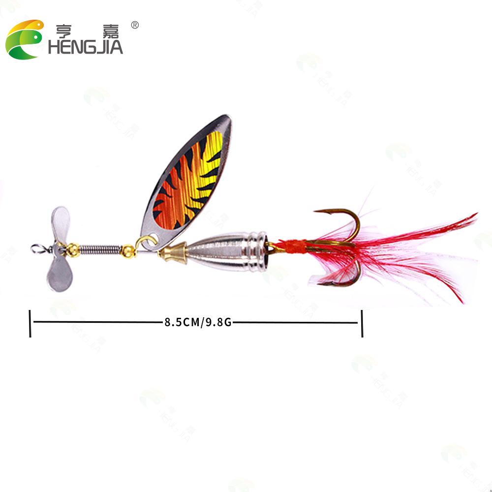 HENGJIA 5 шт., вращающаяся блесна, рыболовные приманки, 10 см-9,9 г-#6, металлическая ложка для форели с блестками для ловли карпа