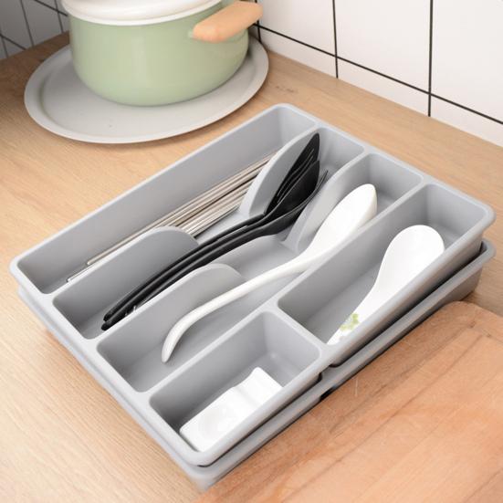 Cutlery Storage Box Classification Organization Large Capacity Multi Compartments Tableware Tray Fork Chopsticks Spoon Drawer Tableware Organizer