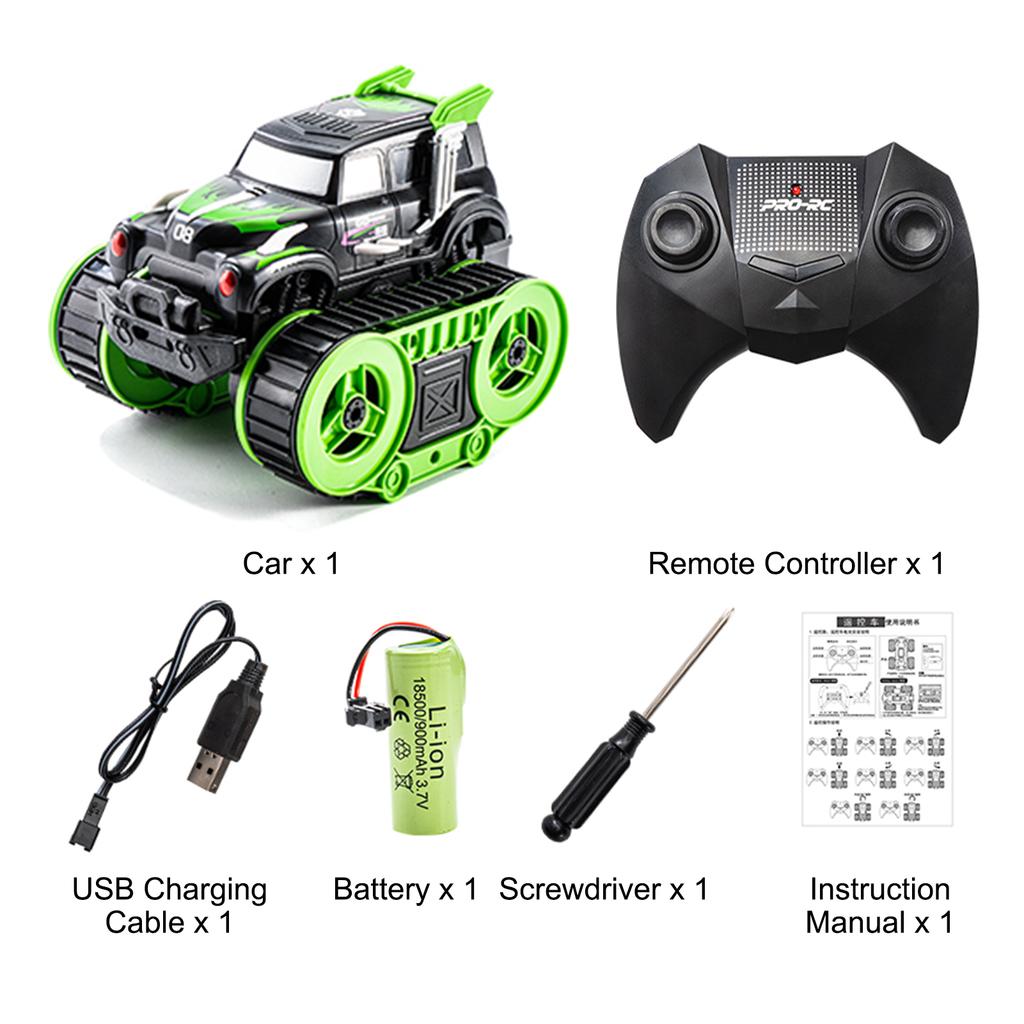 Remote Control Stunt Car, 2.4 GHz 4WD Dual Side Driving Amphibious Tracked Vehicle All Terrain Land Water Kids Toys
