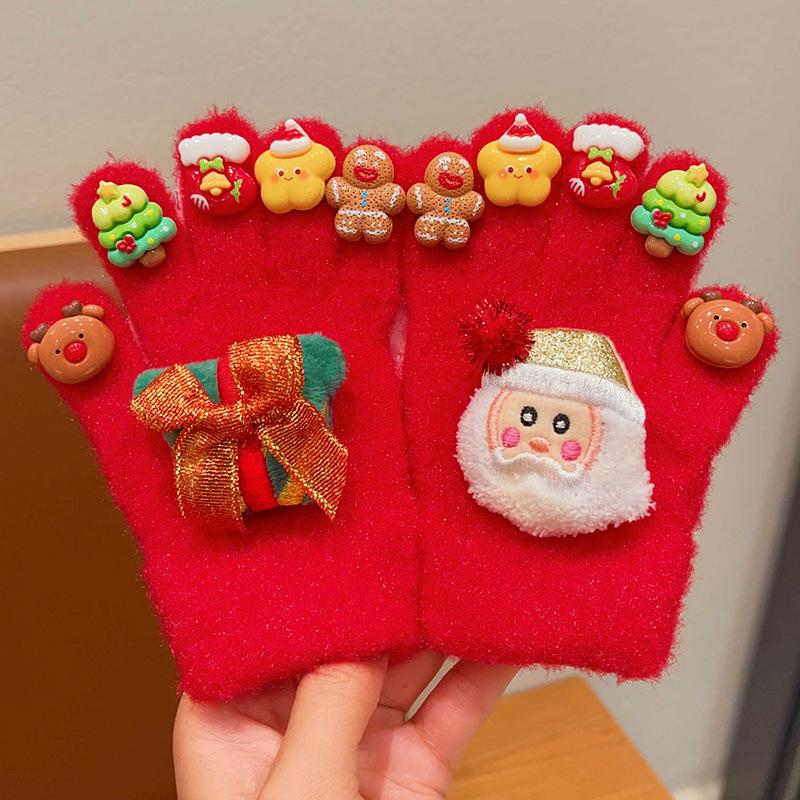 Детские зимние мультяшные плюшевые перчатки: Плотный, Теплый, Дизайн с Полными Пальцами для Мальчиков и Девочек