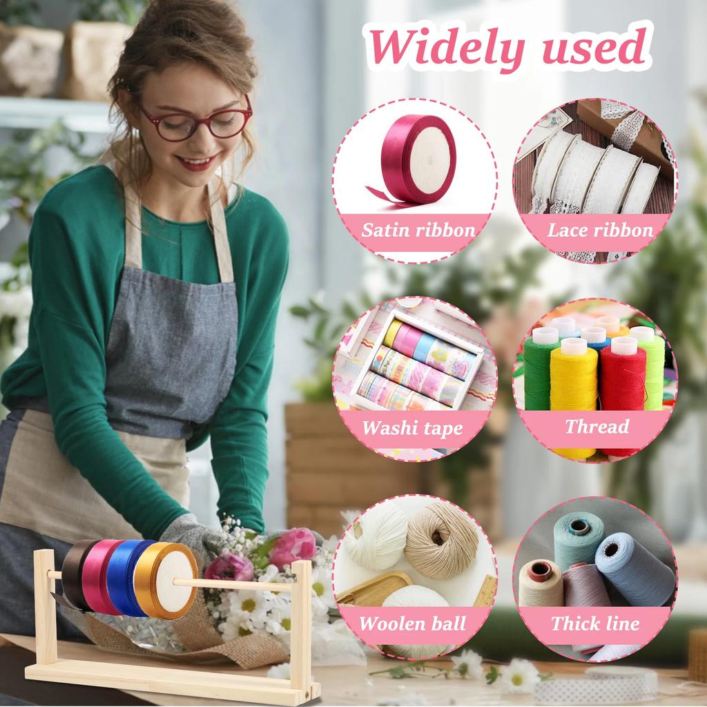 Single Layer Ribbon Storage Rack Wood Ribbon Organizer Countertop Ribbon Racks Multifunctional Ribbon Display Holder Home