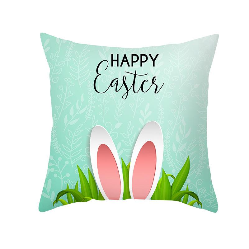 Colorful Easter Throw Pillow Covers With Rabbit And Egg Prints Series Of Peach-Colored Plush Home Pillows For Sofa Cushions