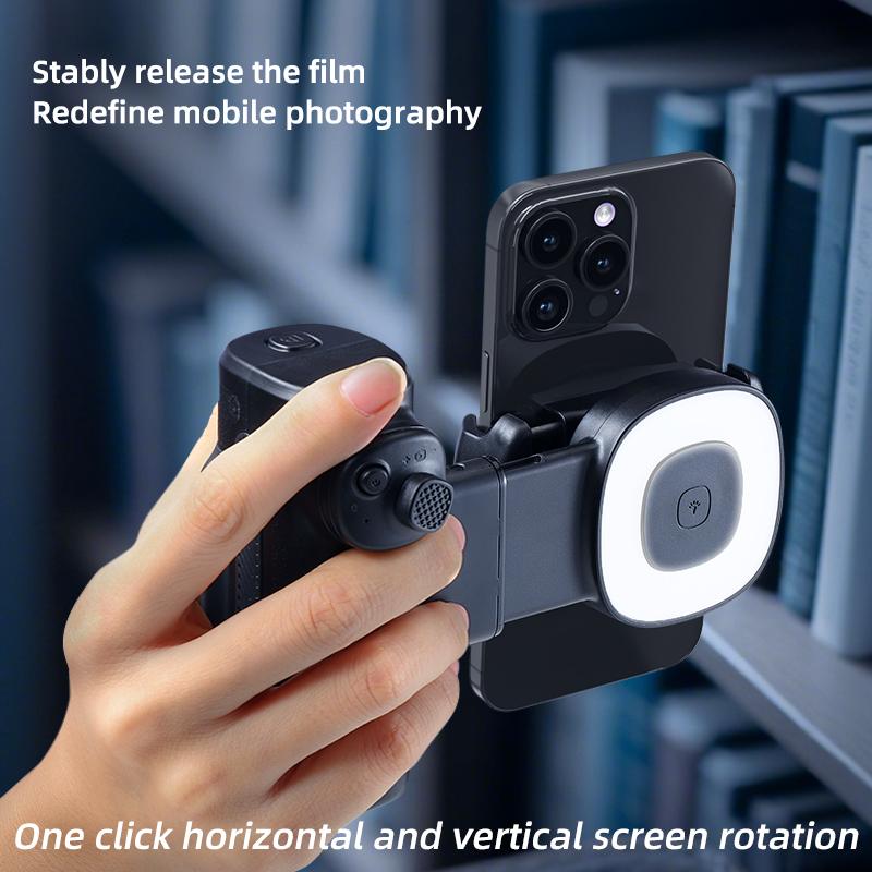 Single-Axis Adjustable Phone Grip with Bluetooth LED Selfie Light for Selfie, Video Live Streaming & Outdoor Photography