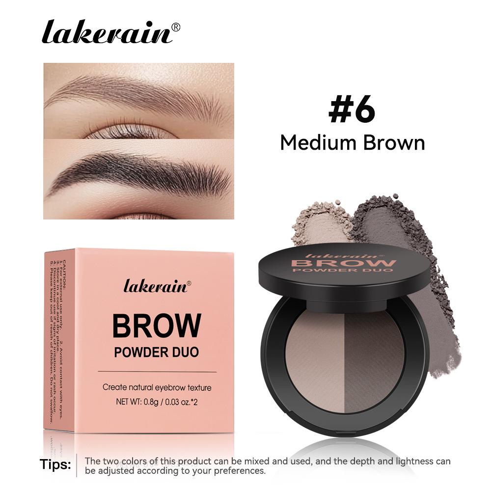 Lakerain Two Color Eyebrow Powder - Waterproof and Sweat Resistant Long-lasting Color, Fine Powder Lasting No Smudgy, Natural Eyebrow Shape,