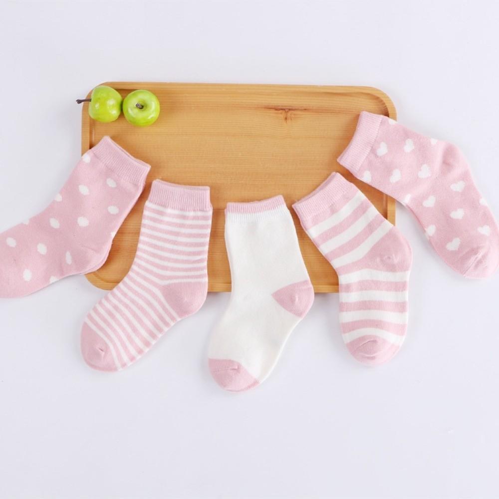 5 Pairs Soft Cotton Girls Boys Socks Autumn Winter Mid-calf Socks Floor Stockings for 0-5 Years