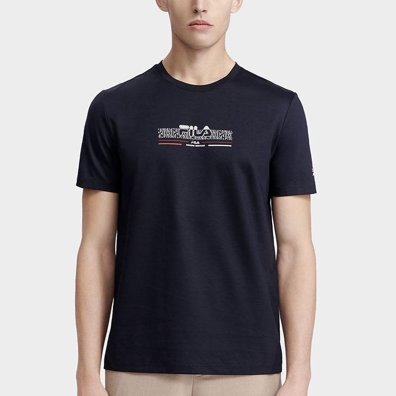 FILA T Shirts Men's Legend Blue Crew Neck Moderate Straight Fit F11M321118F-NV