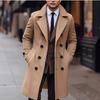 Мужское шерстяное двубортное длинное пальто европейского и американского производства - коллекция осень/зима