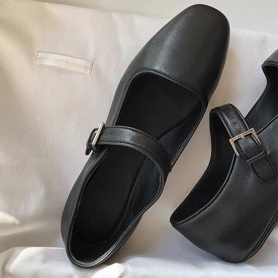 Ретро кожаные туфли Мэри Джейн с квадратным носком, с ремешком на одной пряжке, в литературном стиле, универсальные, на плоской подошве, одинарные туфли, балетки женские