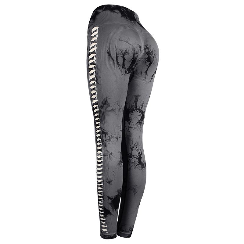 Women Tie Dye Yoga Leggings Hollow Seamless High Waist Sport Leggings