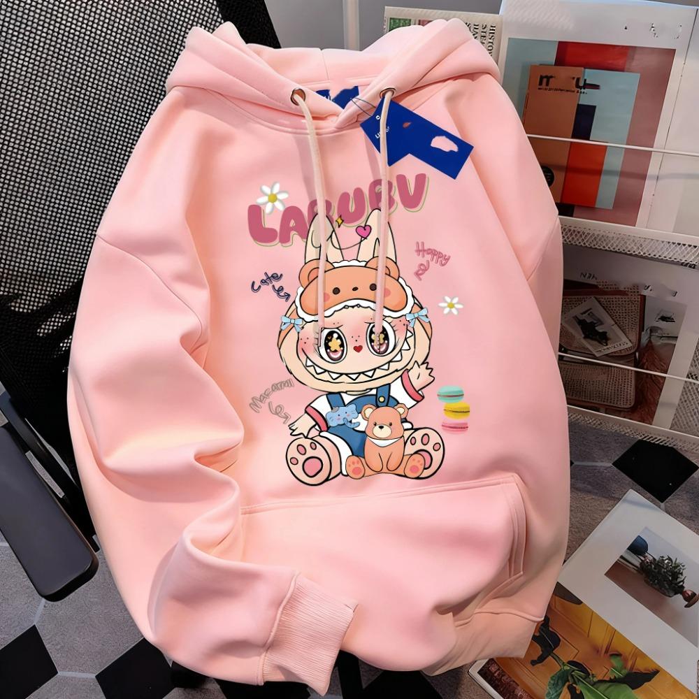 Fashion Men Women's Hoodies Cartoon Labubu Monster Print Pullover Top Casual Sweatshirt Kids Hoodies Clothing